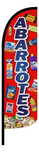 Bandera Publicitaria Abarrotes Azul. (4x1 Metros) Completa Abarrotes Azul