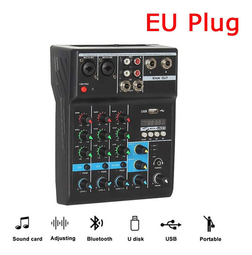 Mezclador Para Dj Profesional De 4 Canales Bluetooth Pc Usb