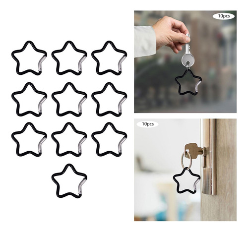 10 Clips Para Llavero Con Mosquetón En Forma De Estrella De