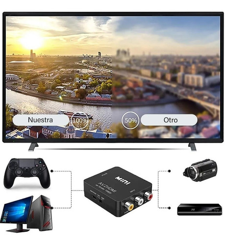 Imagen 5 de 10 de Adaptador Rca Vga A Hdmi 1080p Convertidor De Audio Y Video