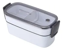 Comprar Vianda Hermética 2pisos División Y Cubierto Oficina Escolar Blanco