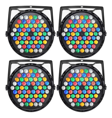 4x Refletor Canhão Led Par 64 Rgbwa 60 Leds 3w Dmx Strobo Dj 110/220V