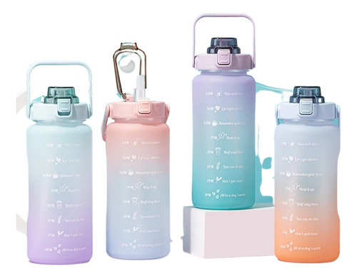 Pack 50 Vasos Para Agua Motivacionales Deportivos 2 Litros Surtidas