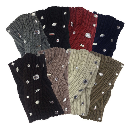 Diadema Cristales Tejida Para Invierno Dama Mayoreo 12pzs