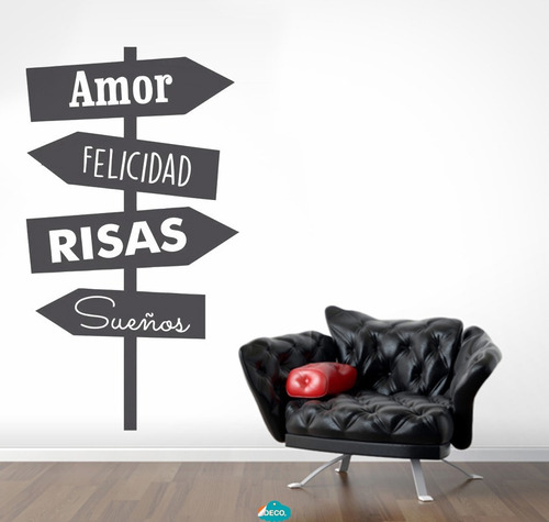 Vinilo Frase Amor Felicidad Risas Sueños Deco®