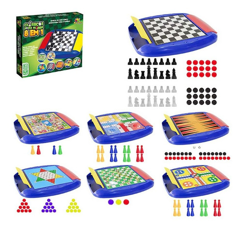 Jogo Para Viagem 8 Em 1 Dama Xadrez Ludo Gamão Diversão