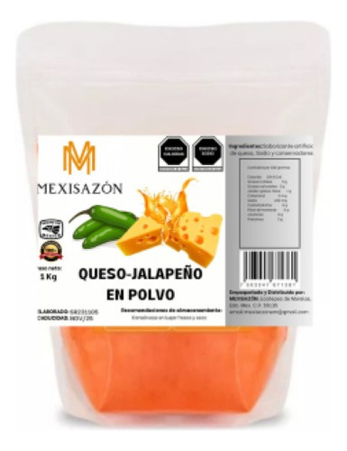 Sazonador Queso Jalapeño En Polvo 1kg Para Botanas Premium