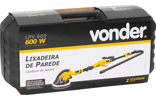 Lixadeira Lpv600 Com Led 600w Parede E Teto - Vonder Cor Amarelo/Preto Frequência 50 Hz/60 Hz
