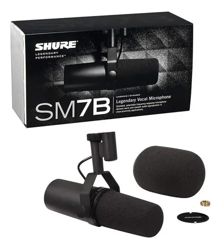 Microfone Dinâmico Shure Sm7b Estúdio Podcast Preto Som