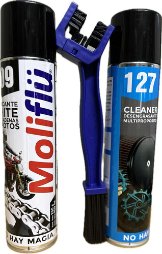 Kit Lubricante Blanco Desengrasante Cepillo Cadenas Moliflu