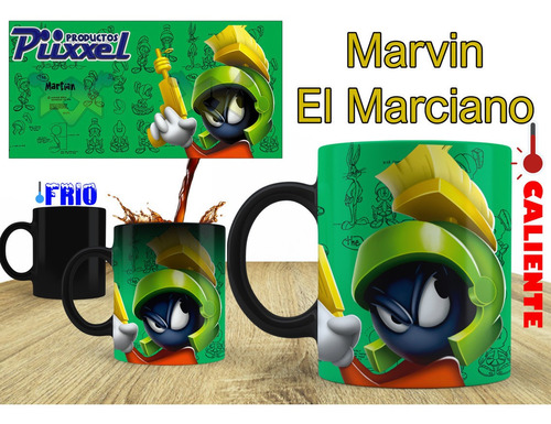 Taza Mágica Looney Tunes Marvin El Marciano Personalizable
