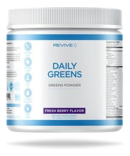 Revive Daily Greens Powder Polvo Verduras 30serv. 510g Sabor Fresh Berry