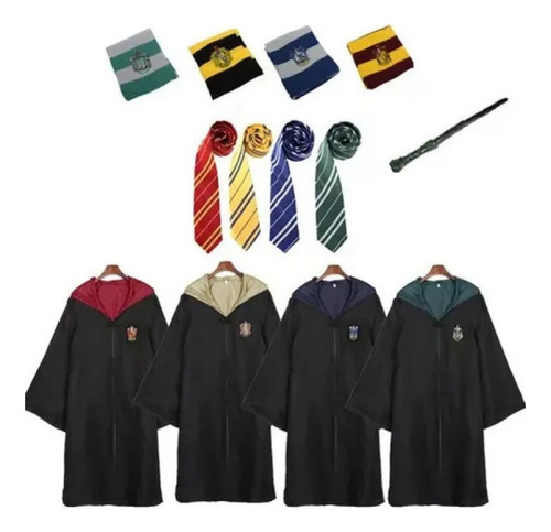 Capa Bordada De Harry Potter Corbata Bufanda Varita 4 Pcs