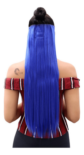 Extensão De Cabelo Tic Tac P/mega Hair Fibra Organica 150gr Cor Liso: Azul Escuro 61-c