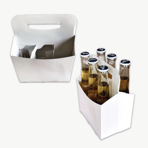 Caja Para Porrones Cerveza 6 Botellas Six Pack Blanca X 50  