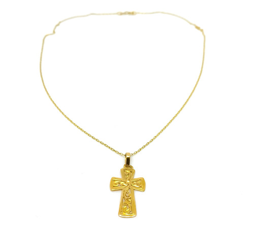 Cadena Y Cruz Oro 18k Crucifijo Forcet 40 Cm