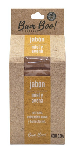 Imagen 2 de 9 de Jabón Artesanal Natural Miel Avena 100 G Bam Boo! Lifestyle