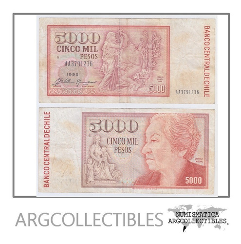 Chile Billete 5000 Pesos 1992 P-155d Vf-