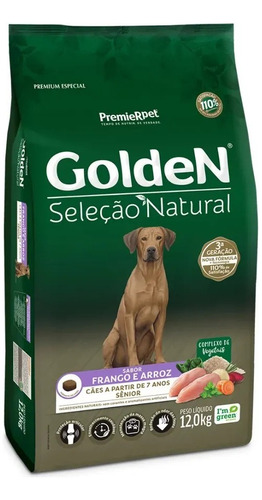 Golden Seleção Natural Cães Adultos Senior Idoso+7anos 12kg 