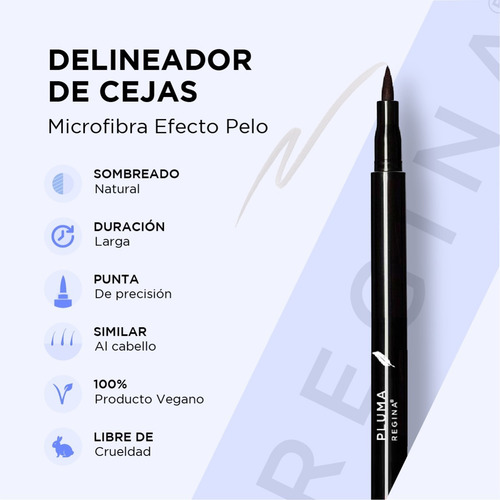 Imagen 2 de 6 de Pluma Delineador De Cejas Regina Microfibra Efecto Pelo