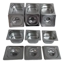 Comprar Kit  10 Cubas Gastronômicas Com Tampa Buffet Inox 1\u002F6 100mm