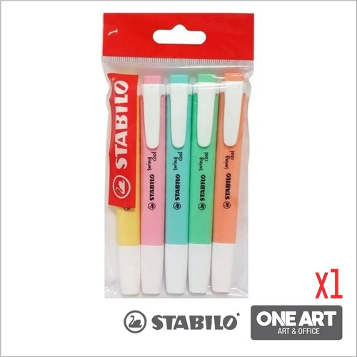 Resaltadores Stabilo Swing Cool Set X 5 Col Pastel X1