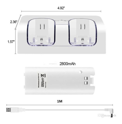 Base Cargadora Nintendo Wii Control Remote Doble 2 Baterias