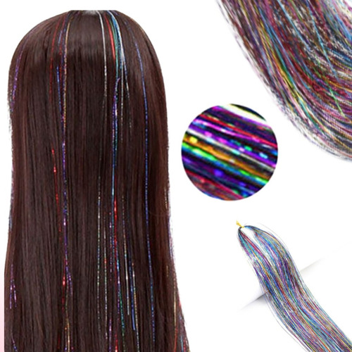 Hilos Oropel Metalicos X4unid Holografico Cabello Extension 