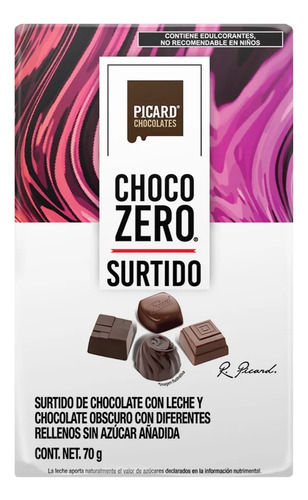 Chocolate Picard Surtido 4 Sabores Choco Zero 70g Sin Azucar