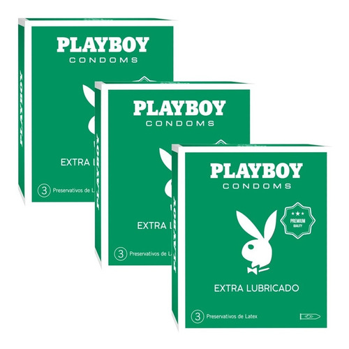 Preservativos Extra Lubricados X9 Unidades 3 Cajas Playboy