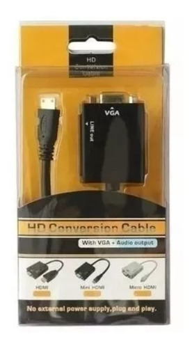 Conversor Adaptador De Vídeo Hdmi Para Vga Com Áudio P2