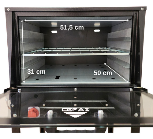 Forno A Gás 80 Litros Médio Com Cavalete E Tampa Vidro Assar