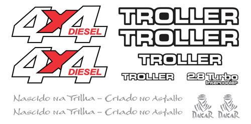 Kit Adesivos Resinados Troller 2001 Diesel Preto Trl003