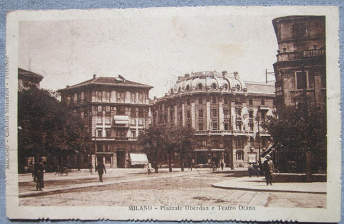 Antigua Postal De Milano Piazzale Oberdam E Teatro Diana