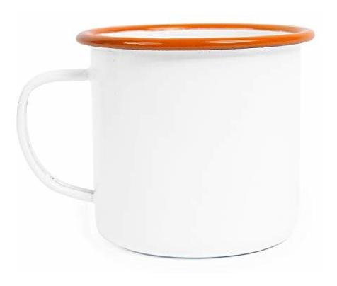 Taza Esmaltada 12 Onza Vintage Blanco Azul Juego 4