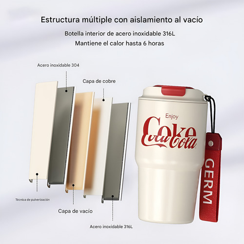Vaso Mug Coca Cola X Germ 590ml Rojo Beige
