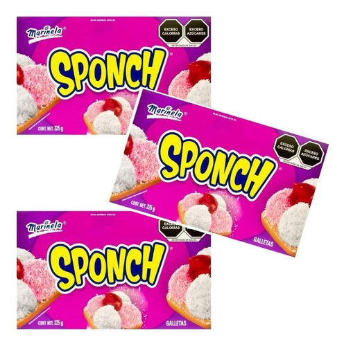 3 Marinela Sponch Galletas Malvavisco Coco Fresa