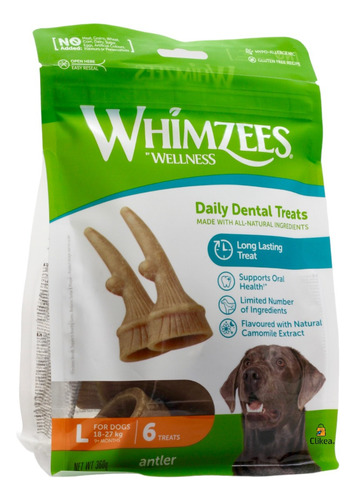 Whimzees Premios Forma De Cuerno Perros De 18-27 Kg 6 Pzas