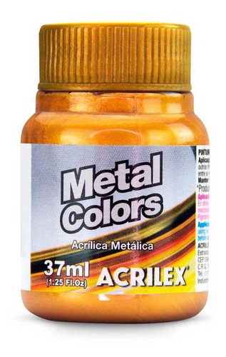 Tinta Acrílica Metálica Acrilex Artesanato 37ml Metal Colors Cor Ouro Velho - 548