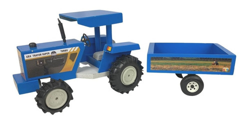 Trator Com Reboque Grande 59 Cm Em Madeira - Infantil Menino