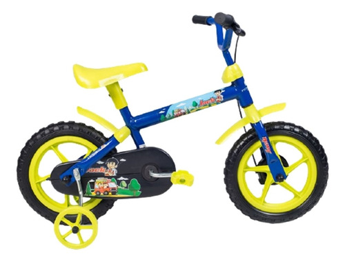 Bicicleta Infantil Azul Verde Limão Aro 12
