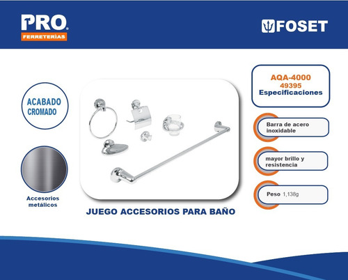 Juego De Accesorios Para Baño Línea Aqua 49395