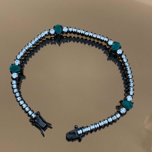 Pulseira Riviera 2mm Intercalada Com Gotas Zircônias