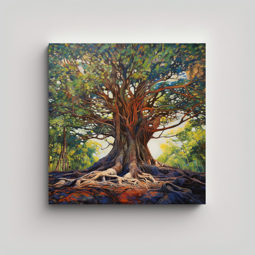 50x50cm Cuadro Arte Impreso A Banyan Tree Estilo Estilo Óle