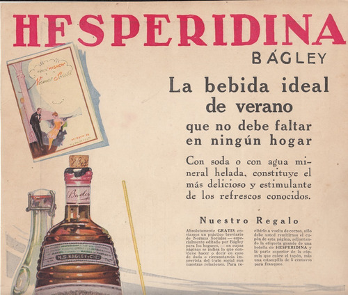 1927 Publicidad Vintage Bebida Hesperidina Bagley Argentina