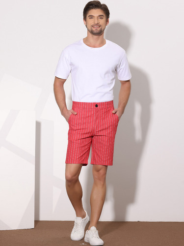 Short Bermuda Hombre Pantalones Cortos Ajustado A Rayas