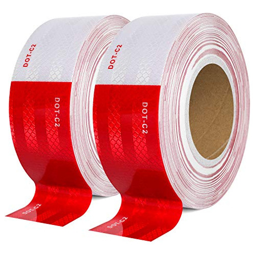 Dot-c2 Reflective Safety Tape 2 Inch X 200 Feet Red/whi...