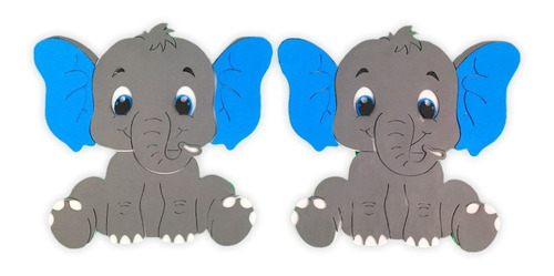 Figura Elefante Azul Baby Shower De Fomi Tamaño Mediano