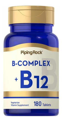 Vitamina B Complex + B12 X 180 Tabletas - Piping Rock Usa Sabor Neutro