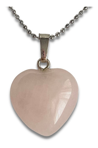 Imagen 1 de 4 de Collar Corazoncito De Cuarzo Rosa 100% Natural